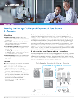Meeting the Storage Challenge of Exponential Data Growth in Genomics