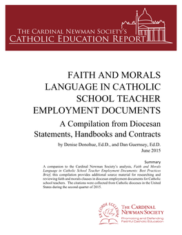 FAITH and MORALS Language in Catholic School Teacher