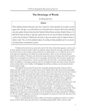 The Demiurge of Words by Benjamin Syn