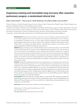 Inspiratory Training and Immediate Lung Recovery After Resective Pulmonary Surgery: a Randomized Clinical Trial