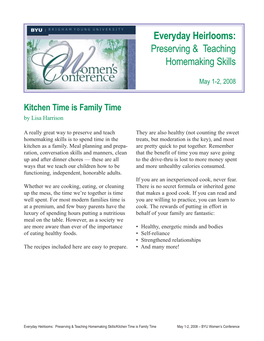 Everyday Heirlooms: Preserving & Teaching Homemaking Skills