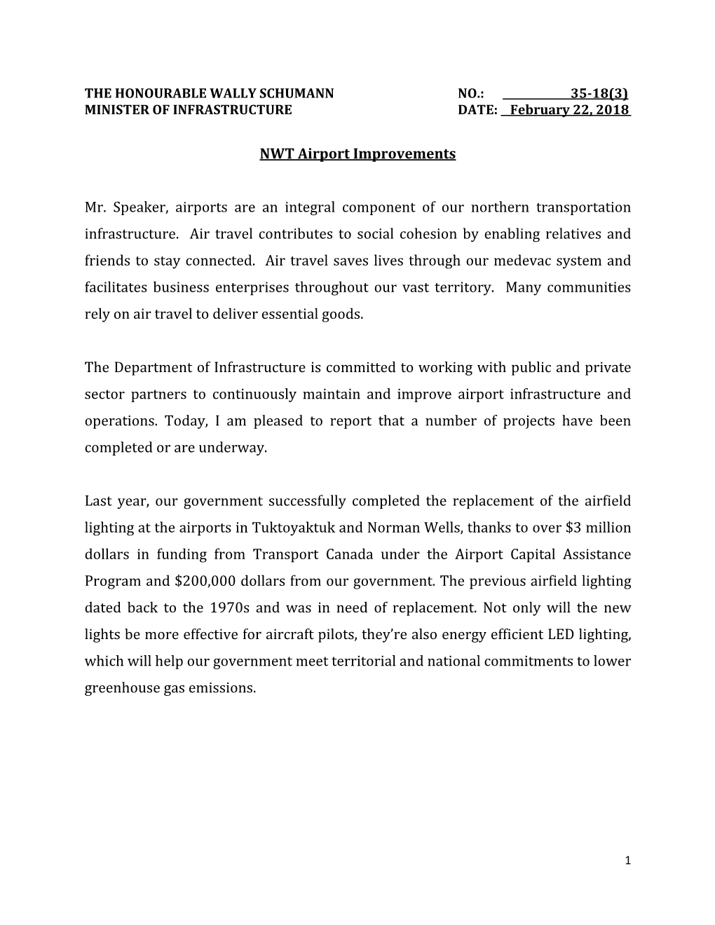 Northwest Territories Airport Improvements