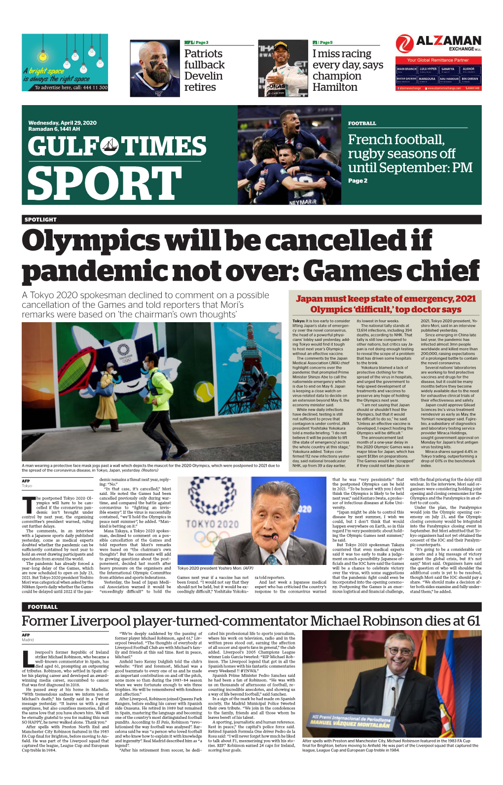 Olympics Will Be Cancelled If Pandemic Not Over