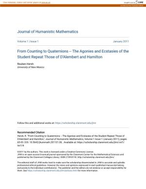 From Counting to Quaternions -- the Agonies and Ecstasies of the Student Repeat Those of D'alembert and Hamilton