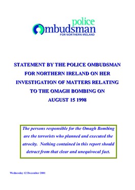 Statement by the Police Ombudsman for Northern