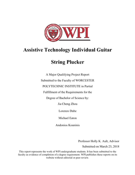 Assistive Technology Individual Guitar String Plucker