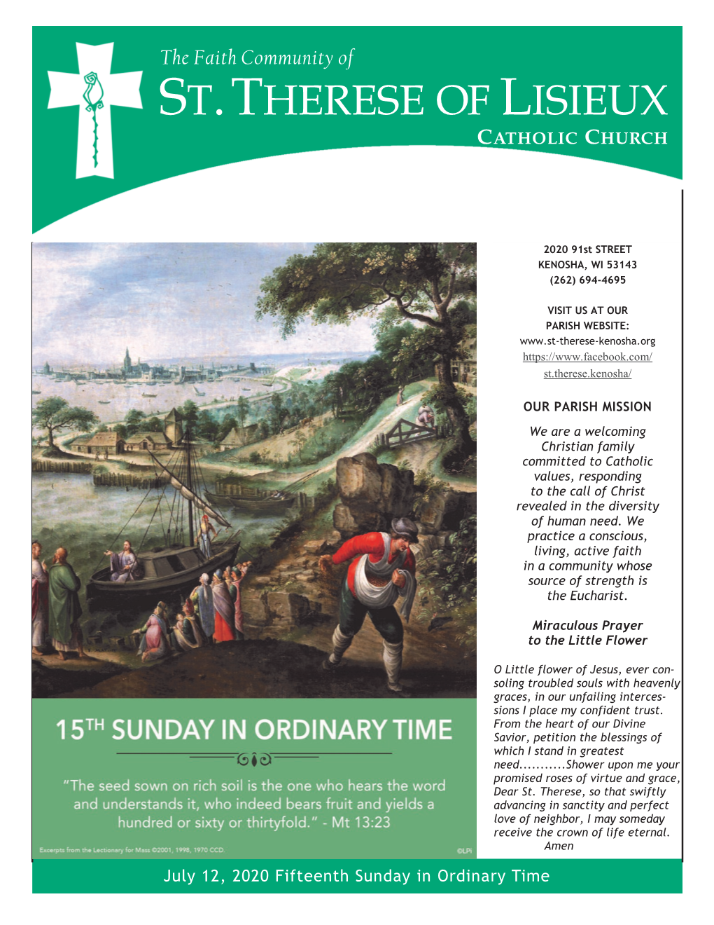 St. Therese Parish Bulletin July 12, 2020