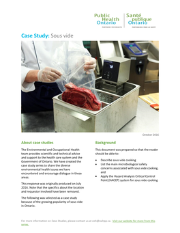 Case Study: Sous Vide