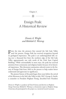 Ensign Peak: a Historical Review