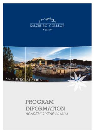 Program Information Academic Year 2013/14