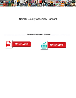 Nairobi County Assembly Hansard