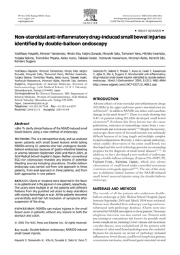 Non-Steroidal Anti-Inflammatory Drug-Induced Small Bowel Injuries Identified by Double-Balloon Endoscopy