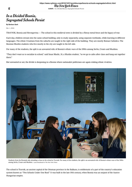 In a Divided Bosnia, Segregated Schools Persist