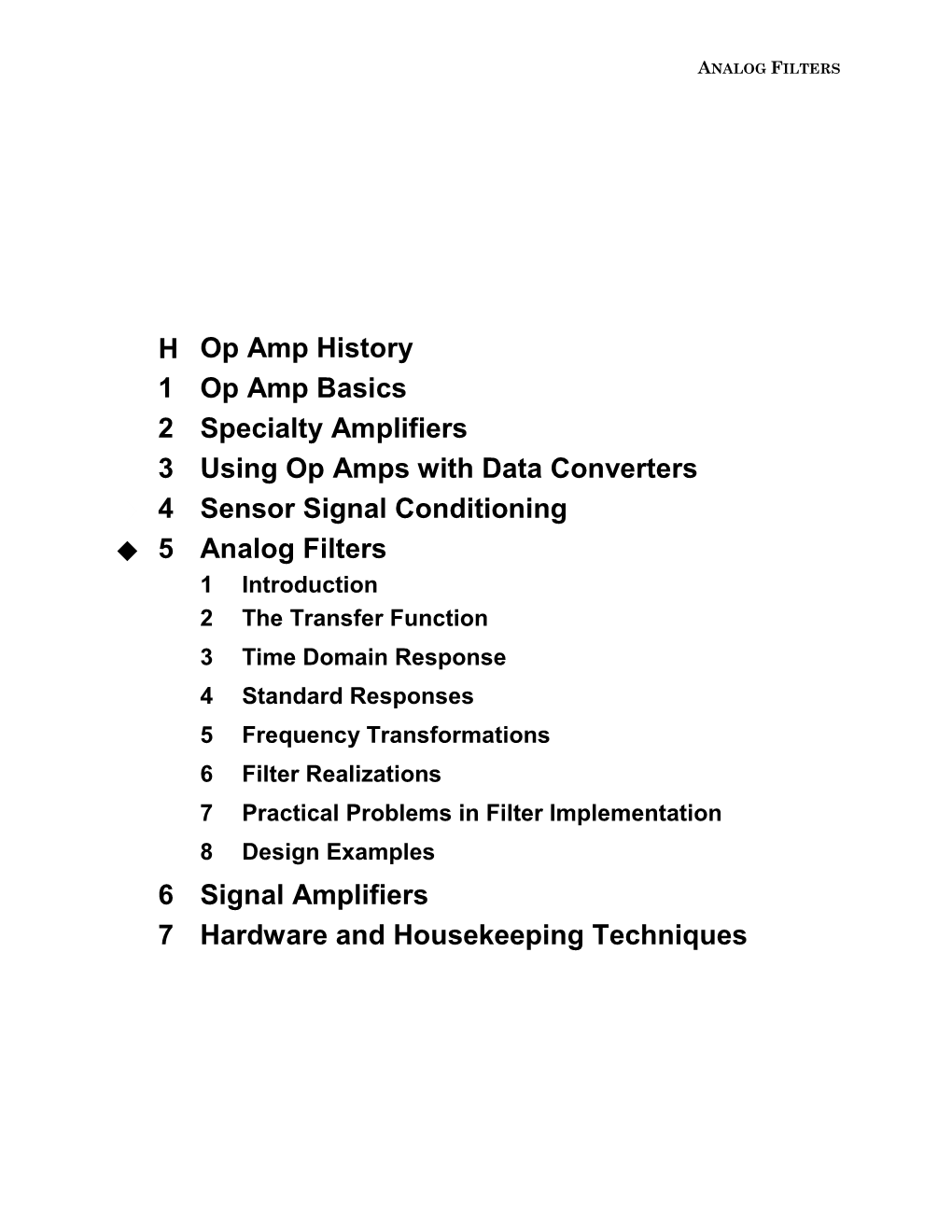 Sections 5-1 to 5-4: Analog Filters