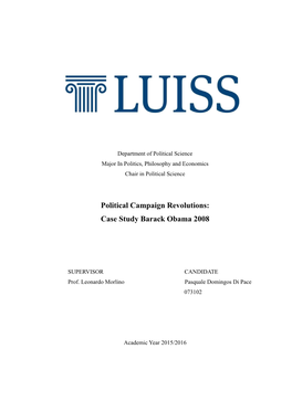Political Campaign Revolutions: Case Study Barack Obama 2008