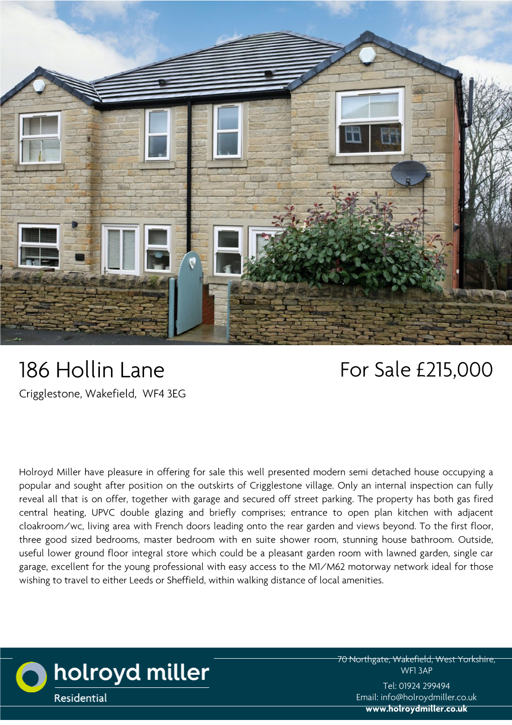 186 Hollin Lane for Sale £215,000 Crigglestone, Wakefield, WF4 3EG