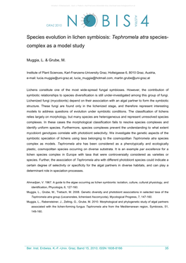 Species Evolution in Lichen Symbiosis: Tephromela Atra Species- Complex As a Model Study