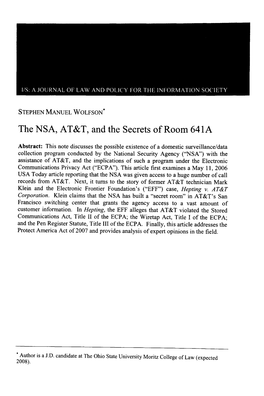 The NSA, AT&T, and the Secrets of Room 641A