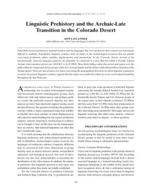 Linguistic Prehistory and the Archaic-Late Transition in the Colorado Desert