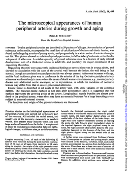The Microscopical Appearances of Human Peripheral Arteries During Growth and Aging