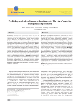 Predicting Academic Achievement in Adolescents: the Role of Maturity, Intelligence and Personality