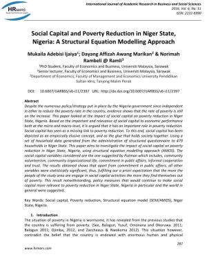 Social Capital and Poverty Reduction in Niger State, Nigeria: a Structural Equation Modelling Approach