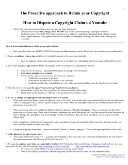 The Proactive Approach to Retain Your Copyright How to Dispute A