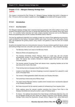 District Plan 2002 Chapter 17.13 — Mangere Gateway Heritage Area Page 2