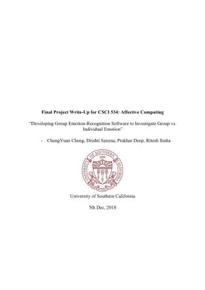 Final Project Write-Up for CSCI 534: Affective Computing “Developing