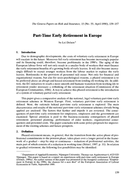 Part-Time Early Retirement in Europe