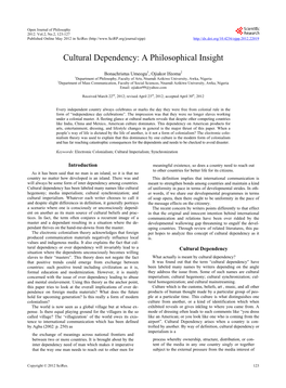 Cultural Dependency: a Philosophical Insight