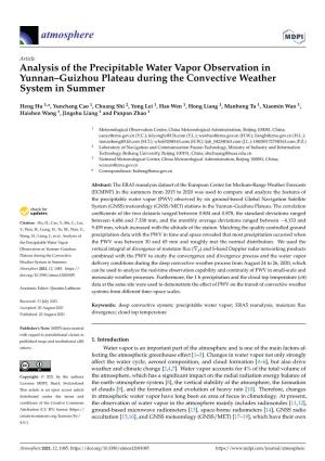 Analysis of the Precipitable Water Vapor Observation in Yunnan–Guizhou Plateau During the Convective Weather System in Summer