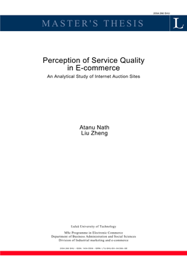 Perception of Service Quality in E-Commerce an Analytical Study of Internet Auction Sites