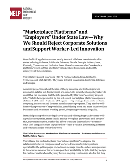 “Marketplace Platforms” and “Employers” Under State Law—Why We Should Reject Corporate Solutions and Support Worker-Led Innovation