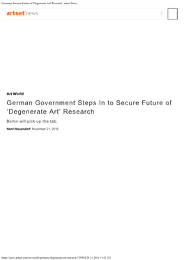 Germany Secures Future of 'Degenerate Art' Research | Artnet News