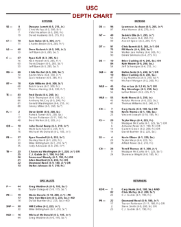 Usc Depth Chart Offense Defense