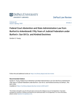 Federal Court Abstention and State Administration Law from Burford to Ankenbrandt: Fifty Years of Judicial Federalism Under Burford V