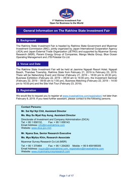 General Information on the Rakhine State Investment Fair