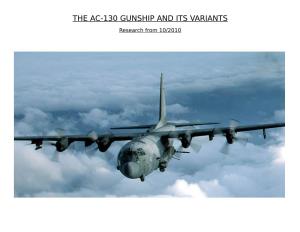 AC-130 GUNSHIP and ITS VARIANTS Research from 10/2010 AC-130