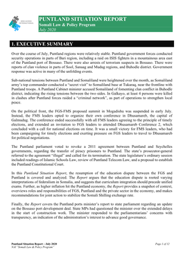 PUNTLAND SITUATION REPORT Somali Law & Policy Program July 2020