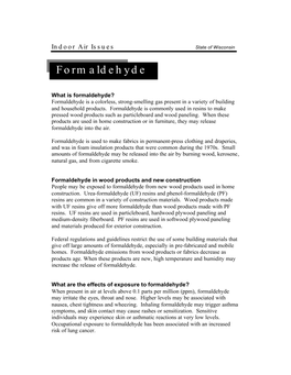 Indoor Air Issues -- Formaldehyde Fact Sheet (PDF Format)