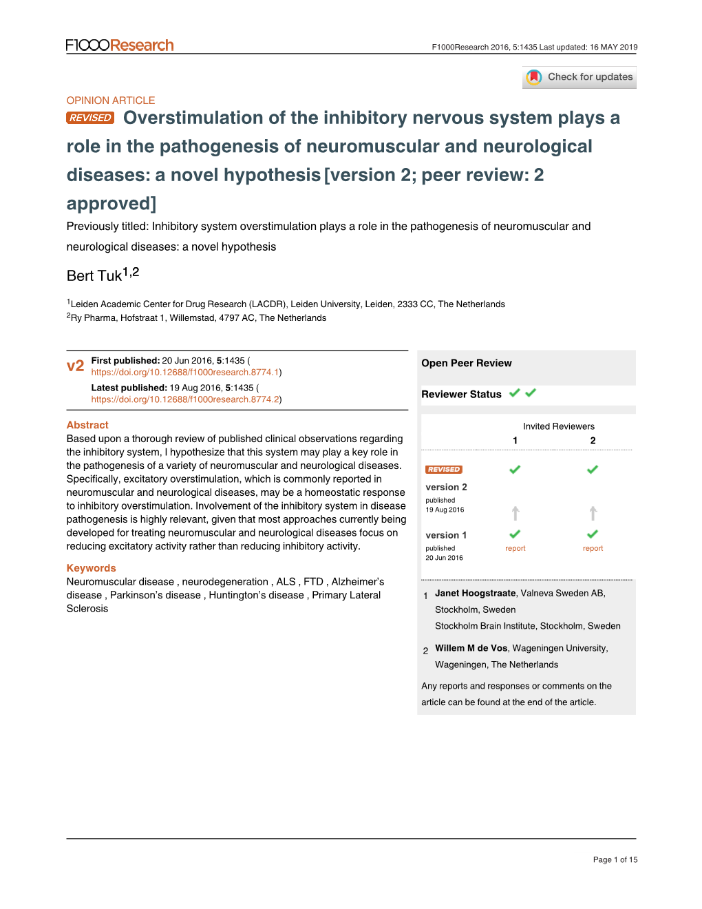 Overstimulation of the Inhibitory Nervous System Plays a Role in the Pathogenesis of Neuromuscular and Neurological Diseases