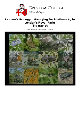 London's Ecology