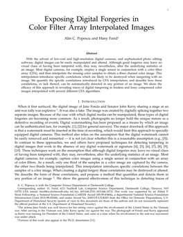 Exposing Digital Forgeries in Color Filter Array Interpolated Images