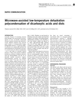 Microwave-Assisted Low-Temperature Dehydration Polycondensation of Dicarboxylic Acids and Diols