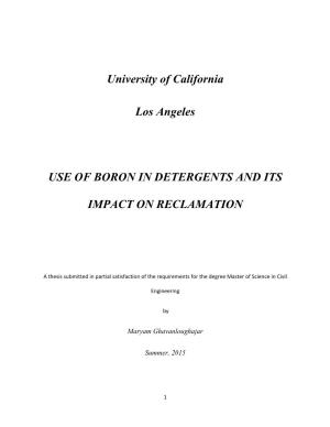 University of California Los Angeles USE of BORON in DETERGENTS