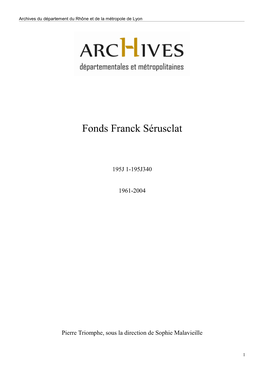 Fonds Franck Sérusclat