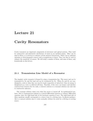 Lecture 21 Cavity Resonators