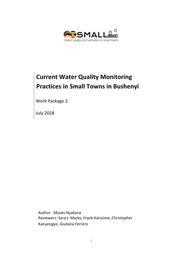 Current Water Quality Monitoring Practices in Small Towns in Bushenyi