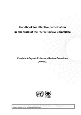 Handbook for Effective Participation in the Work of the Pops Review Committee